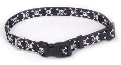 PET ATTIRE Adj Collar 1 x 18 26in Black w Skulls