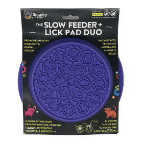 SPUNKY PUP Slow Feeder and Lick Pad Duo Combo Bowl